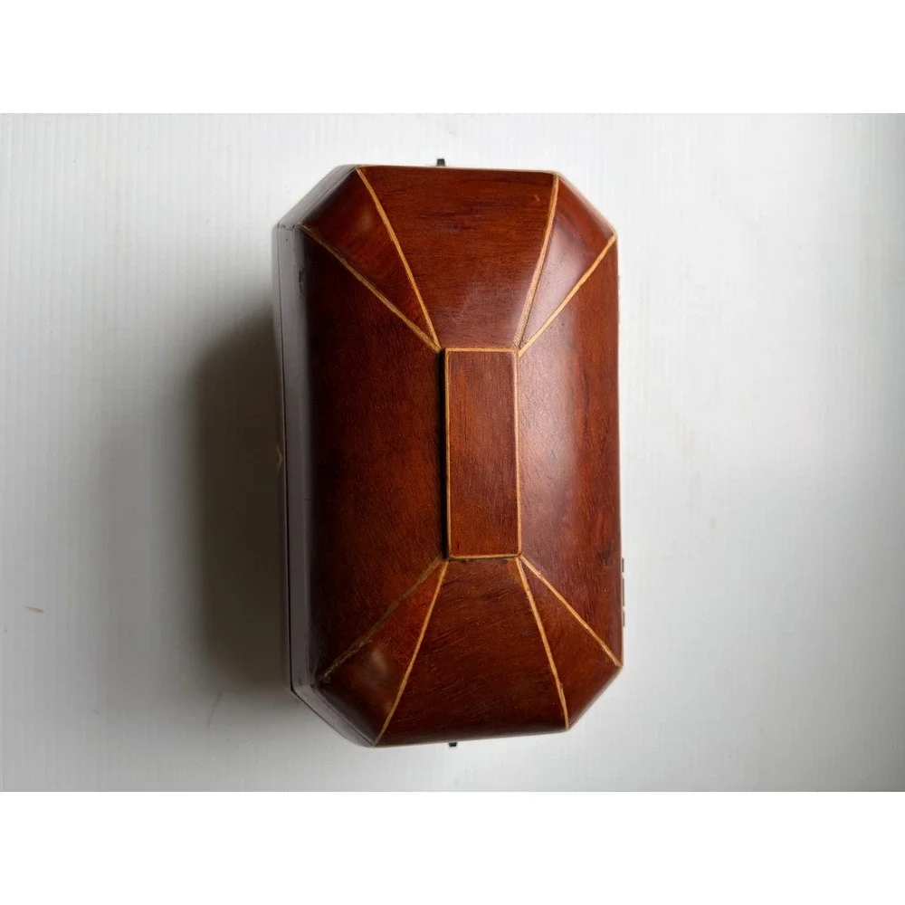 Bombay Company Octagon-Shaped Wooden Jewelry Box Black Velvet Interior No Key